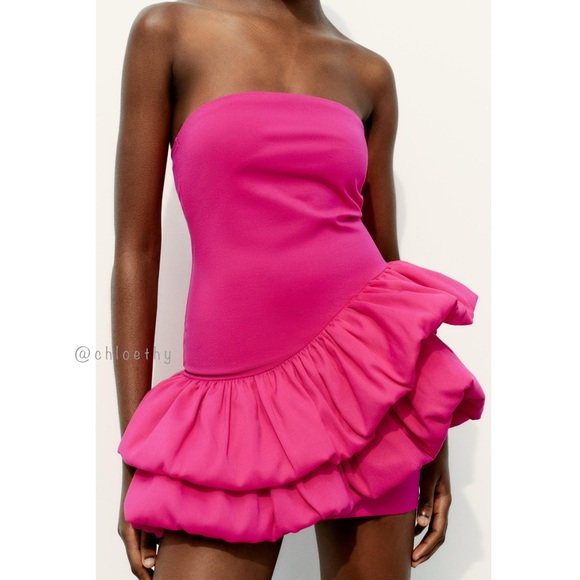 Zara VOLUMINOUS ASYMMETRIC DRESS - Picture 7 of 9